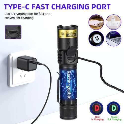 WMCODMW UV Flashlight Black Light 365nm, Mini Powerful 3xLED Ultraviolet Blacklight Rechargeable Woods Lamp, Handheld Pet Urine Detector for Dog/Cat Urine, Stains, Resin Curing, Rocks Finder