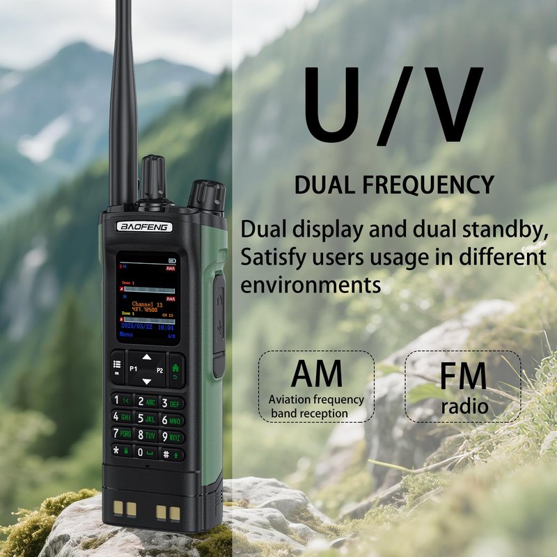 BAOFENG DM32 Dmr Radio,DM-32 Handheld Radio with USB-C Charging, GPS, 10W Long Range DM32UV Walkie Talkie for Emergency Rescue & Outdoor Sports (1Pack Green+Dual Section Antenna+Radio Holster)