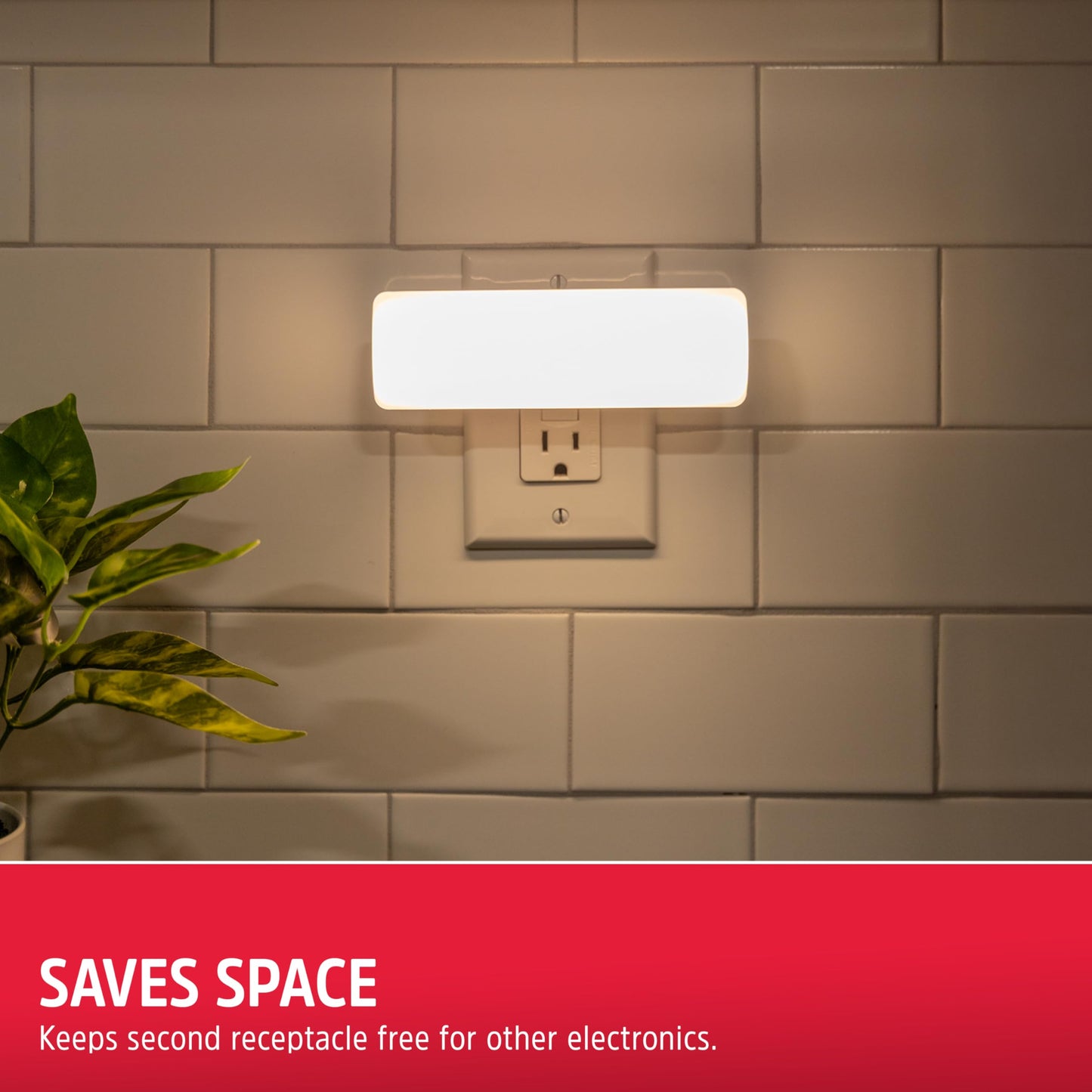 Energizer Ultrabrite LED Light Bar, 100 Lumens, 1 Pack, High/Low/Off Switch, Plug-in, Night Light, Ideal for Dark Spaces, Bedroom, Bathroom, Kitchen, Hallway, Basement White, 81573