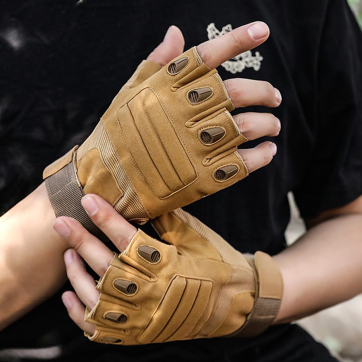 NuCamper Tactical Gloves - Half Finger Touchscreen Design for Men | Ideal for Hunting, Cycling & Work