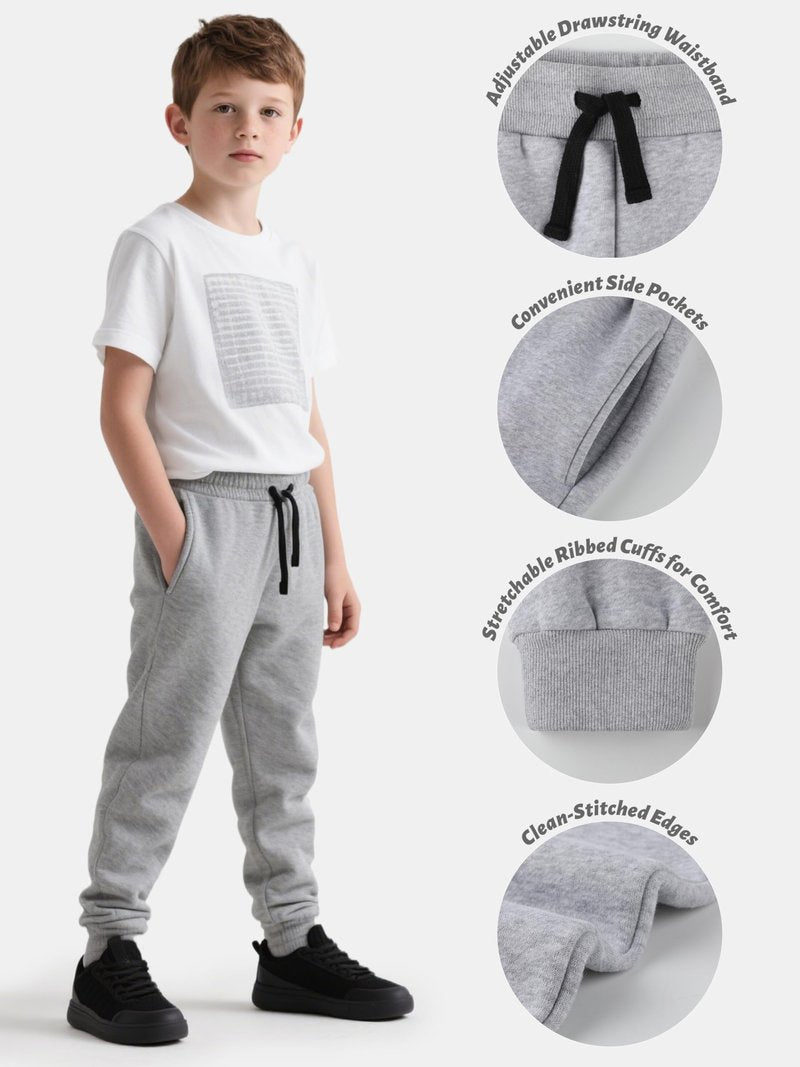 Aocku 4 Pack Boys Sweatpants Cotton Fleece Lined Boys Athletic Joggers, Active Sweat Pants with Pockets Drawstring for Kids Youth