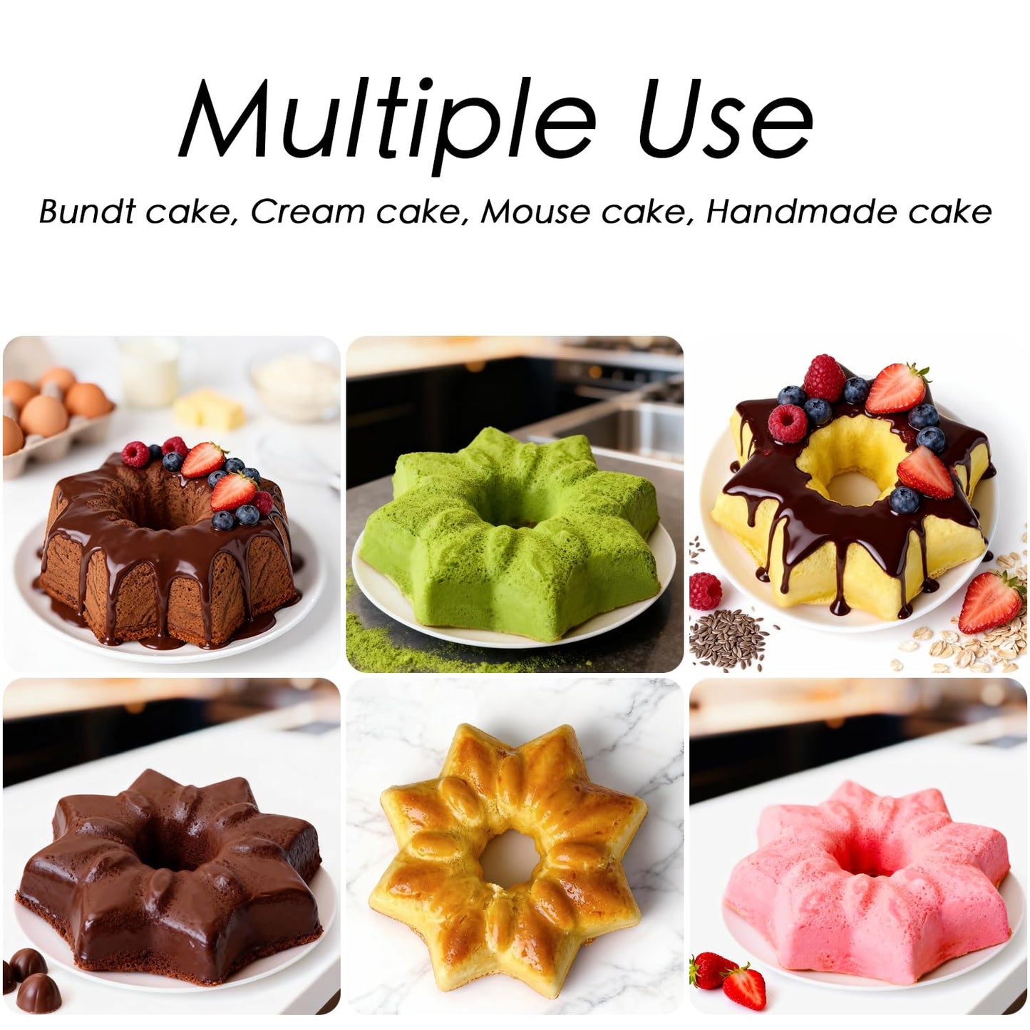 AVIDON 9.5inch Cake Pan, Fluted Tube Cake Pan for Cupcakes, Donuts, Muffins, 1 packs Non-stick Silicone Baking Molds (9.5 inch pan)