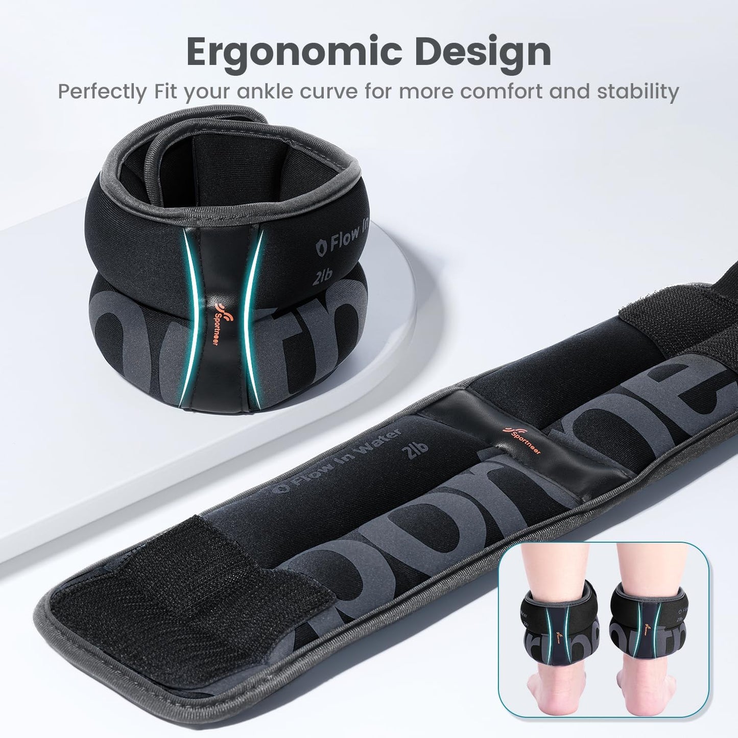 Sportneer Ankle Weights - Comfortable 4/10 lbs Pair for Strength Training, Dancing & Fitness Workouts