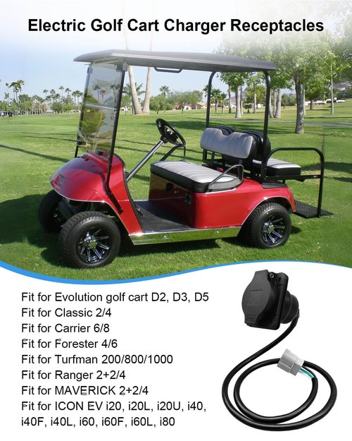 HZSIFU Electric Golf Cart Charger Receptacle Head Replacement Compatible with Evolution Powersports Advanced EV Aetric, 3 Pin Golf Cart Charge Cable Port Socket Replace ST-031016-PZ