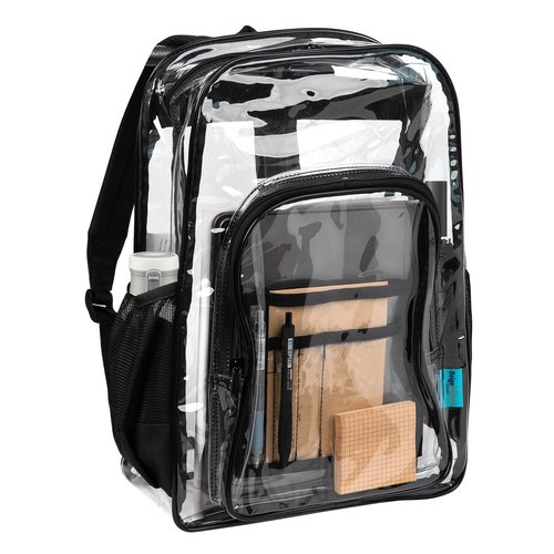 BeigeSwan 17-Inch Clear Backpack, Backpack with Zipper Pen Pencil Case for Sports,Work,Stadium,Security Travel, BPCK1003MUL-6