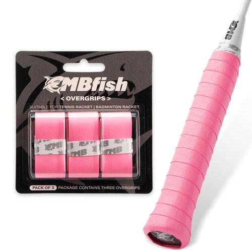 MBFISH Tennis Racket Grip Tape 3 Pack, Racket Grips Soft Racquet Overgrips for Tennis, Pickleball and Badminton - Thickness 0.024in Anti-Slip and Absorbent Tennis Grip Tape Set (Peach Pink)