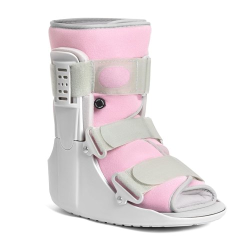 Jewlri Air Cam Walker Boot - Adjustable Support for Broken Foot & Sprained Ankle | Grey with Light Pink Lining, Medium