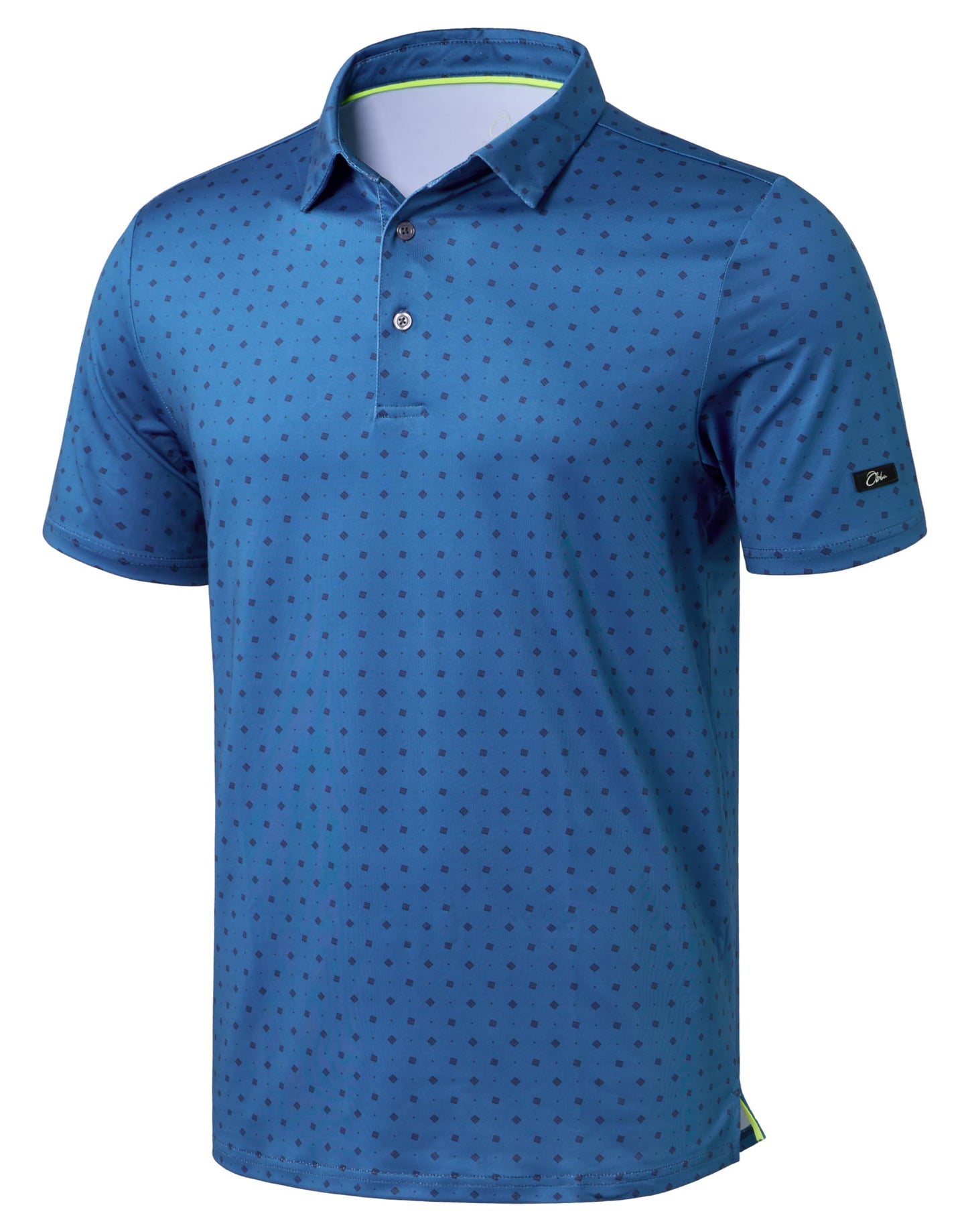 Obla Mens Golf Polo Shirts Short Sleeve Dry Fit Performance Moisture Wicking Casual Print Collared Golf Shirts for Men(Blue Circle_L)