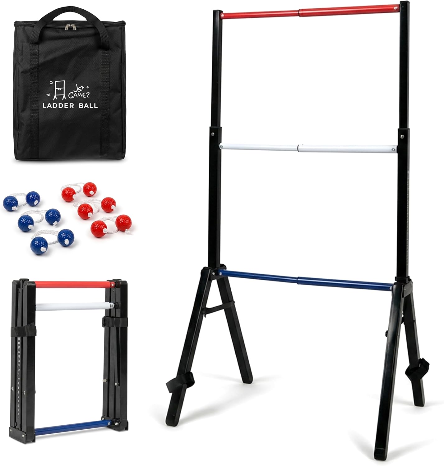 Steel Ladder Ball Game Set - Assembly-Free Ladder Toss with 6 Bolas, Scorekeeper & Carry Case | Outdoor Fun for Family