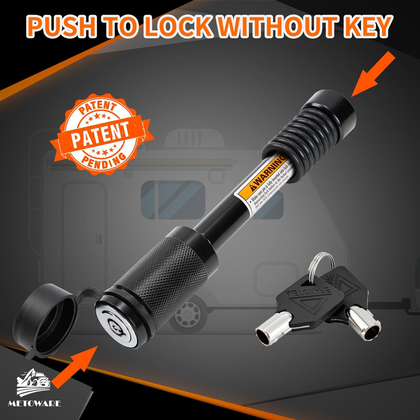METOWARE Trailer Hitch Lock Hitch Receiver Pin Lock Fits Class III IV V and 2”- 3-1/2" Receiver with 5/8" Dia 4” Lock Pin and 8 Anti-Rattle Rubber O-Rings Receiver Hitch Lock (1 Pack)