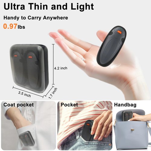Hand Warmers Rechargeable 2 Pack,with Charging Case,14000mAh Electric Hand Warmer Reusable, 60Hrs Long Heating, Portable Pocket Heater Handwarmer for Women Men, Outdoor Camping, Ski Equipment (Grey)