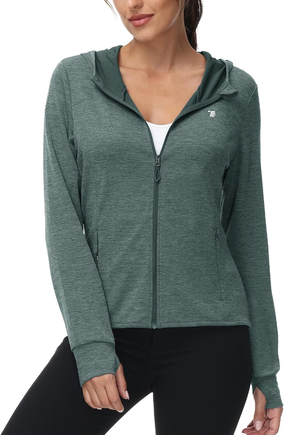 TBMPOY Women's Sun Protection Hoodie - UPF 50+ Lightweight Long Sleeve Zip Jacket for Hiking & Outdoors