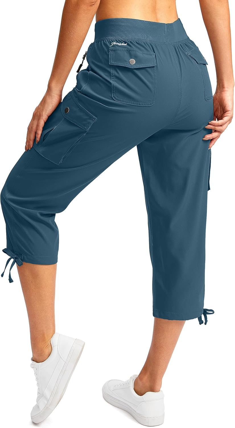 Soothfeel Women's Cargo Capris - Lightweight Quick-Dry Travel Pants with 6 Pockets for Summer Hiking
