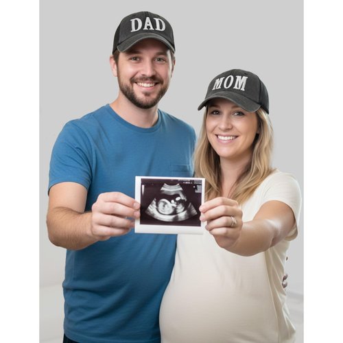 Clatnew Mom and Dad Hats for New Parents Gifts，Pregnancy Announcement Unconstructed Mesh Caps for Couples