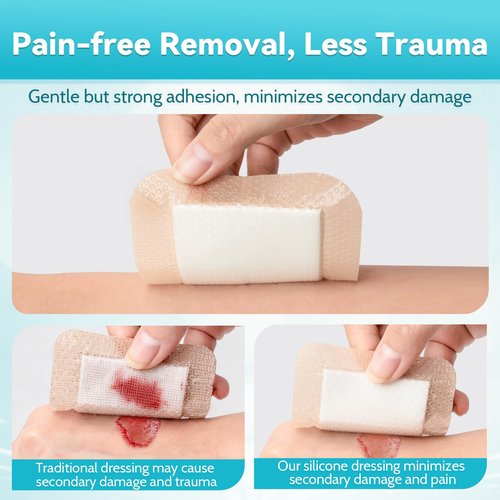 20 Pack Silicone Foam Dressing 3"x3" Gentle Border, Waterproof Silicone Bandages for Wounds Care, Super Absorbent Wound Dressing, Bed Sore Patches, Self Adhesive Pressure Sore Pads
