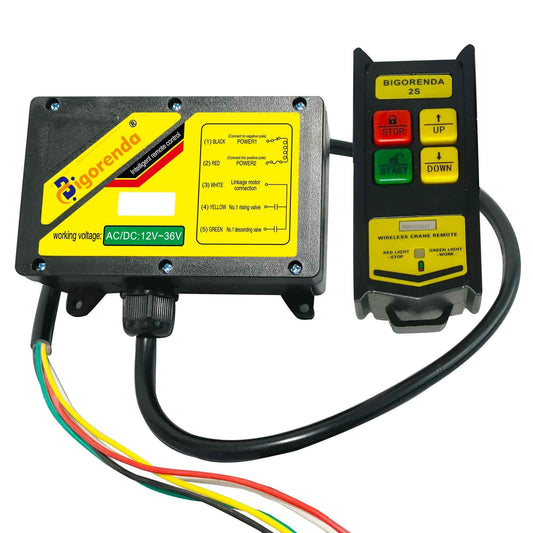 Bigorenda Wireless Crane Remote Control 12-36V,656FT Wireless Control,Dump Trailer Wireless Remote Control kit Industrial Crane Controller Hoist Truck Crane UpDown Switch Control with Emergency Stop