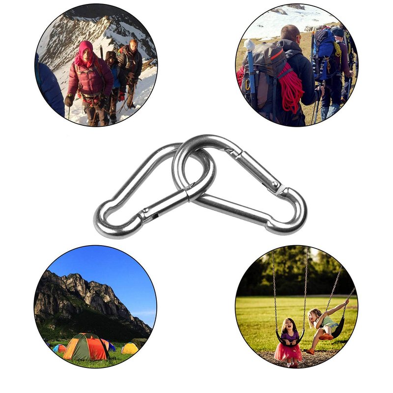 30 Pack 2 Inch Small Carabiner Clip Heavy Duty Spring Snap Hook M5 Stainless Steel Bulk Mini Locking Carabiner Clips for Key Hiking Camping Fishing Outdoor and Gym