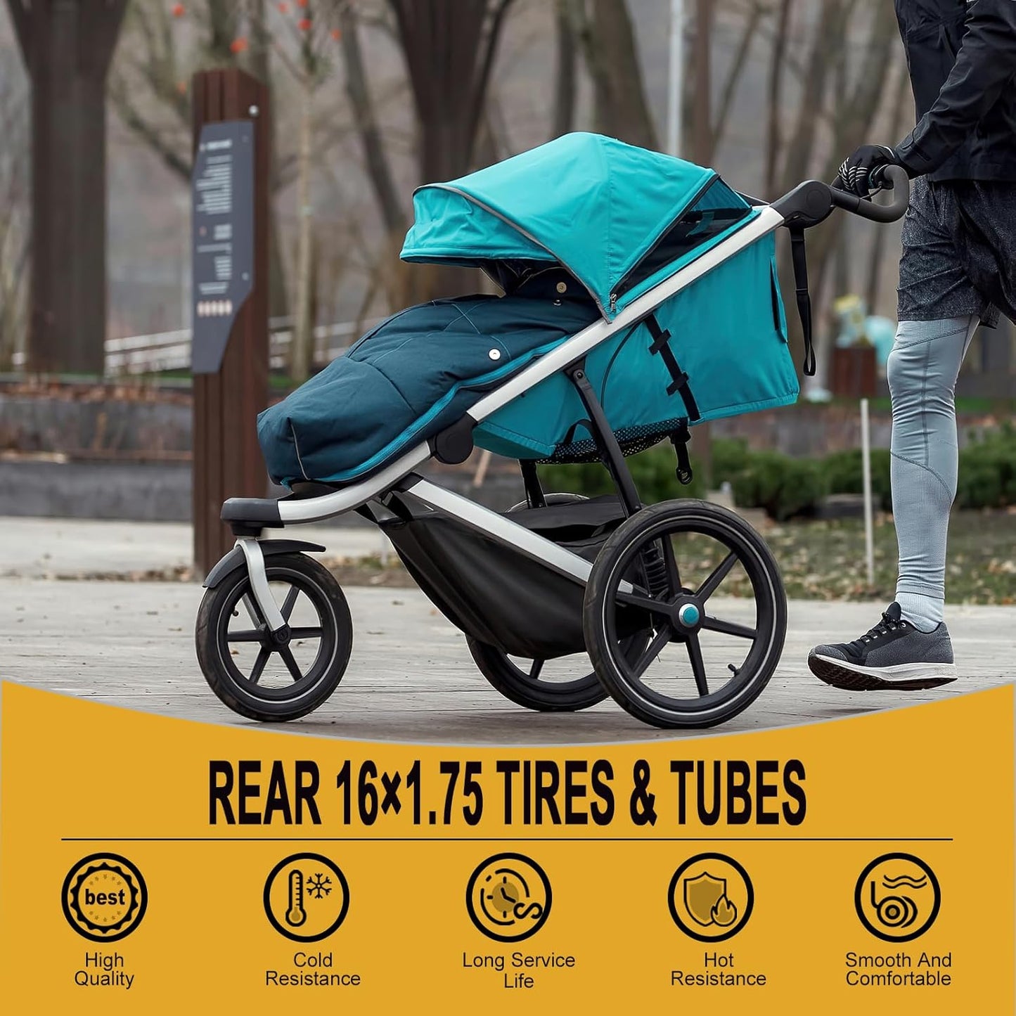 BOB Stroller | Rear 16x1.75/2.125 Tires & Tubes - Durable Fit for Revolution SE & Duallie Jogging Strollers (2 Sets)