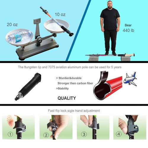 EpochCreate Trekking Pole as Selfie Stick-Hiking Sticks for All Terrain for Women&Men with Detachable Phone & GoPro Mount,10m Remote Control,Adjustable Lightweight 7075 Aluminum Outdoor(White)