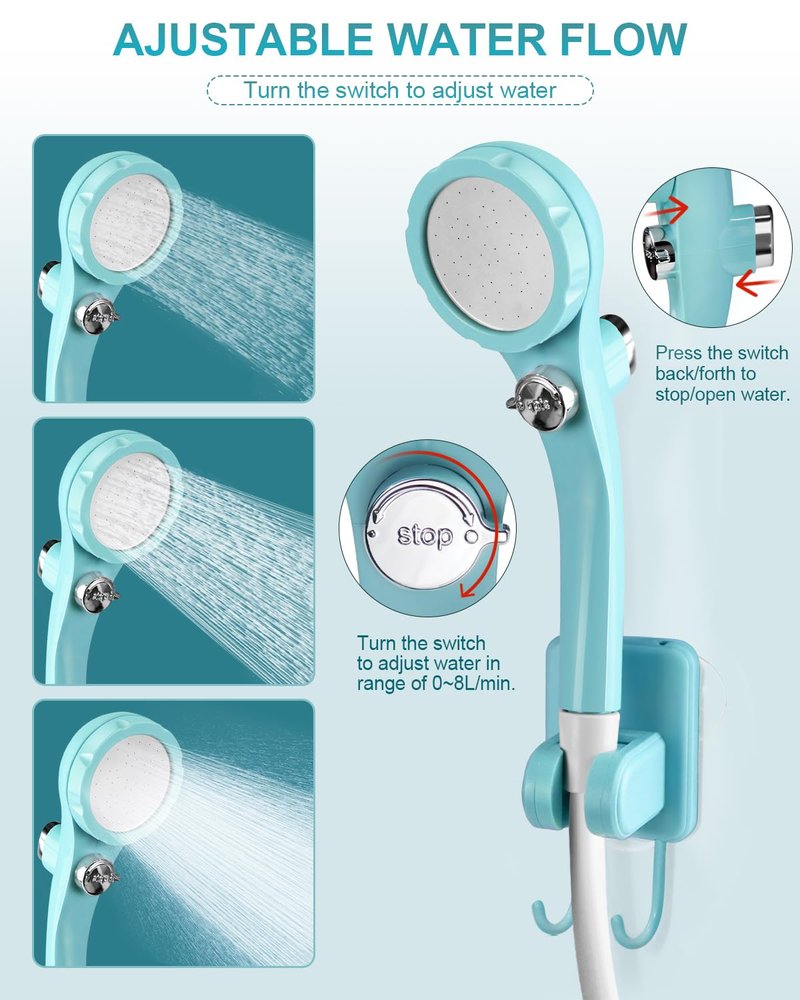 AUTOPkio Portable Camping Shower - Rechargeable Outdoor Camp Shower with Pressurizer & 4500mAh Battery Pump IPX7 Waterproof for Camp, Hiking, Car Washing, Pet Bath (Blue)