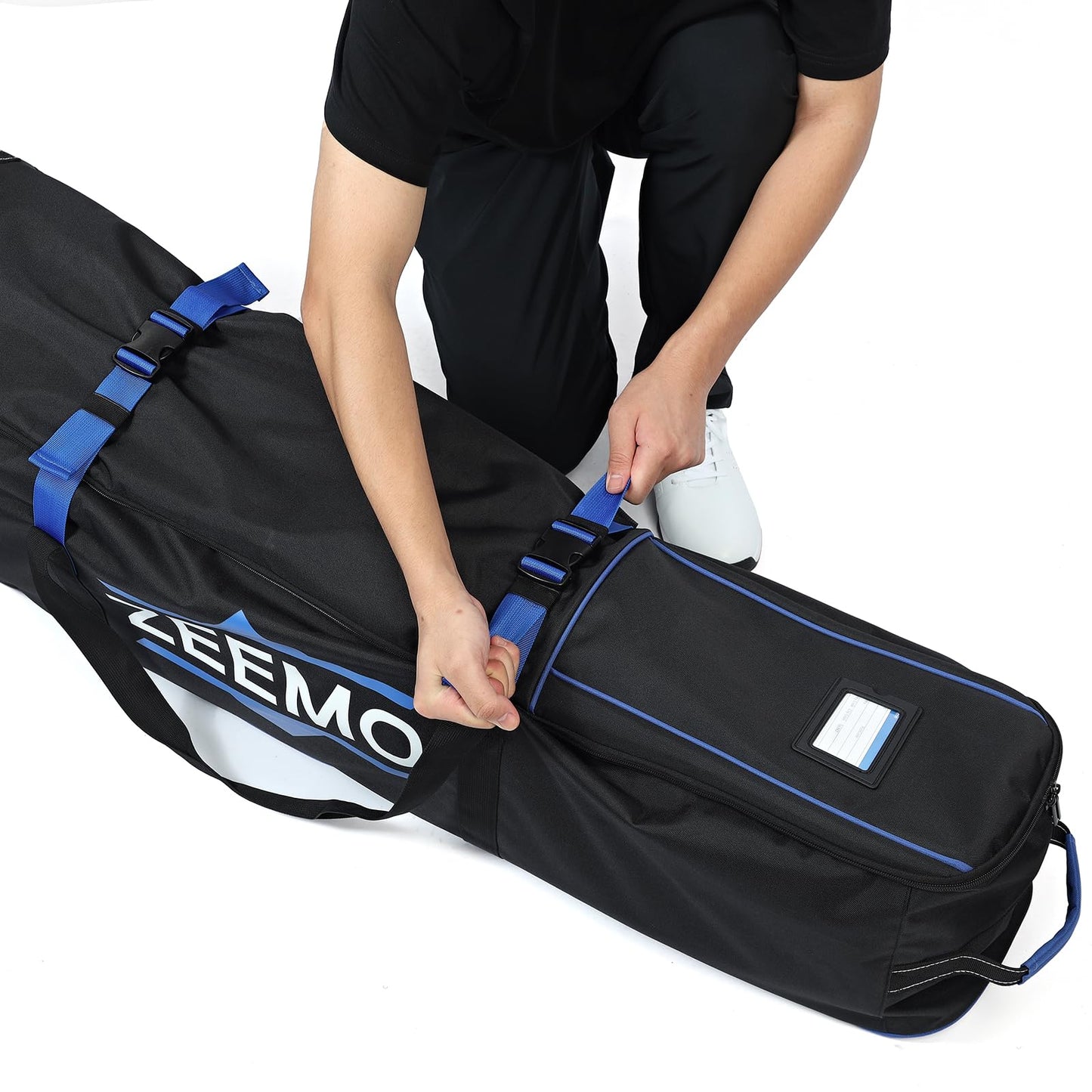 ZEEMO Golf Travel Bag, Full-Open Protective & Wheeled Airline-Approved Case for Clubs, Cart&StandBag, Soft-Sided Waterproof Cover Made of Heavy Duty Oxford, Black