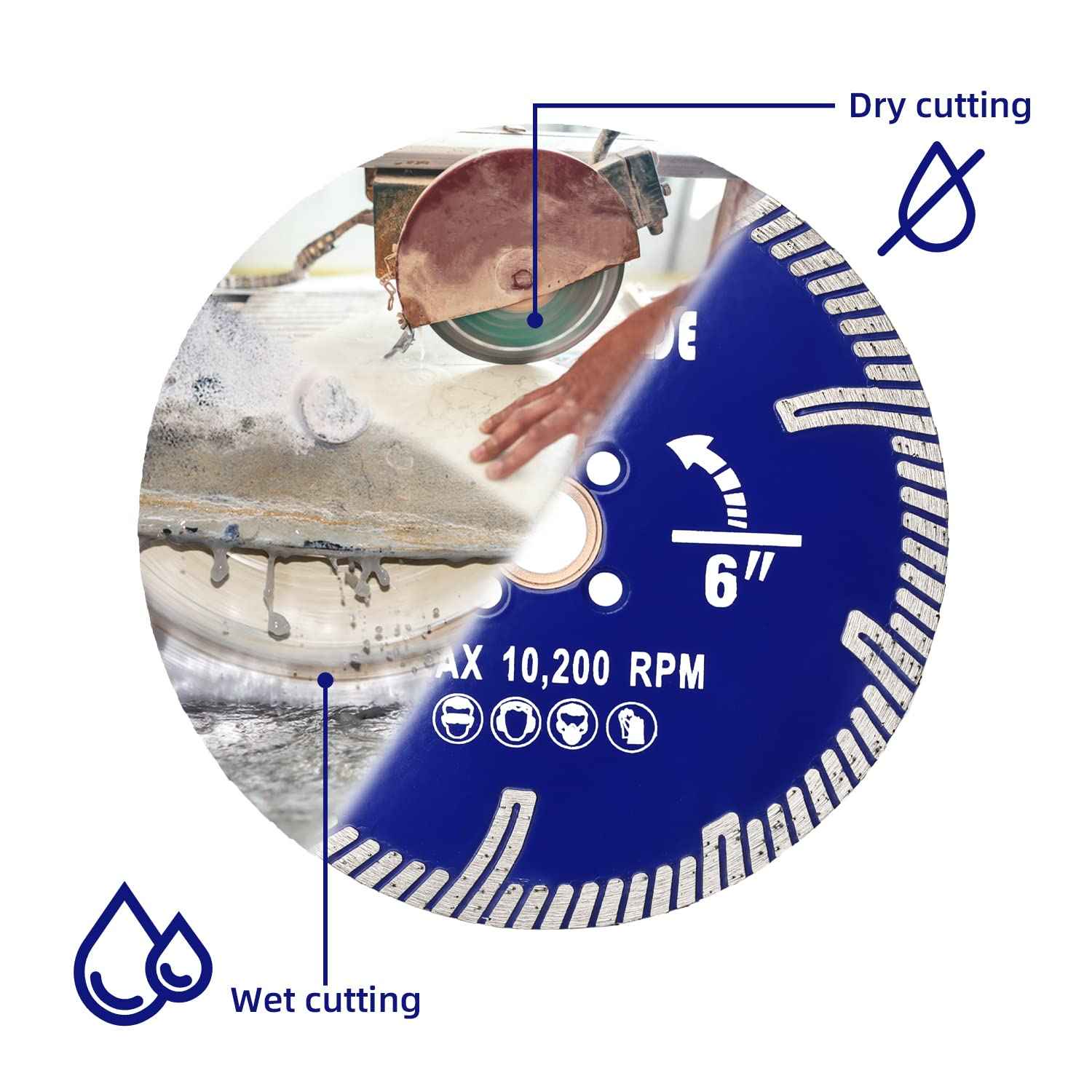 OSECH 6" Granite Cutting Blade 6" Diamond Turbo Blade for Concrete Masonry Brick Stone