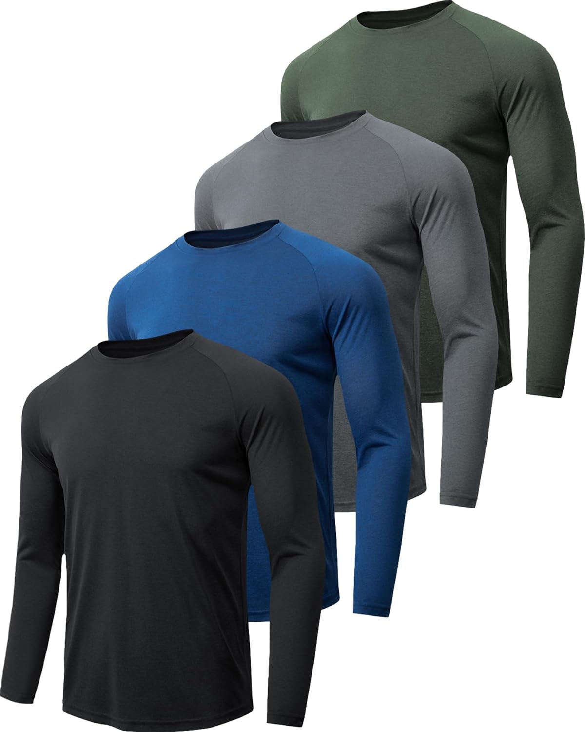 MLYENX Long Sleeve Men's Shirts - UPF 50+ UV Sun Protection, Quick Dry Workout Tees | 7 Pack