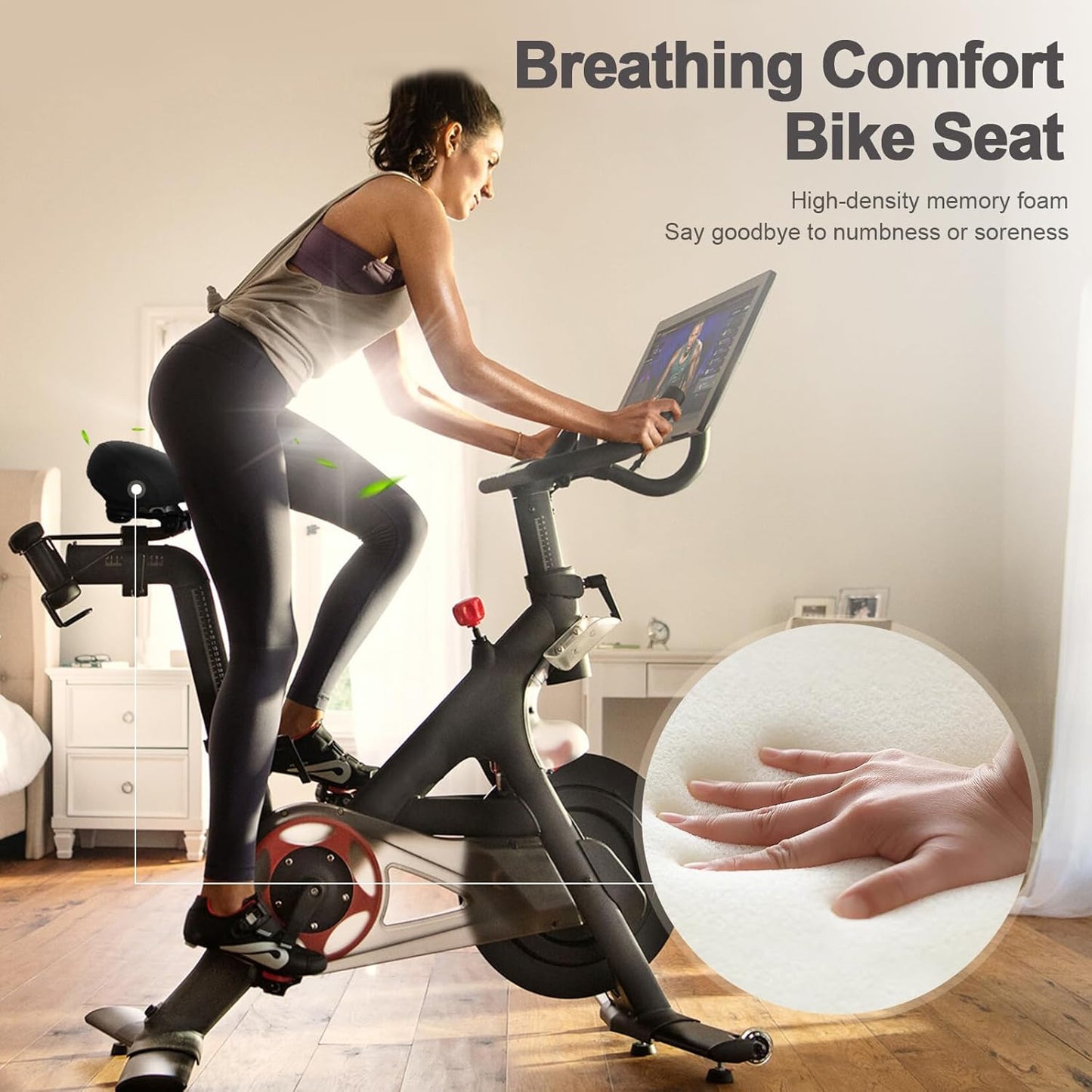 Skiennix Wide Bicycle Seat - Comfortable Memory Foam, Sweatproof Design | Dual Shock Absorbing Saddle