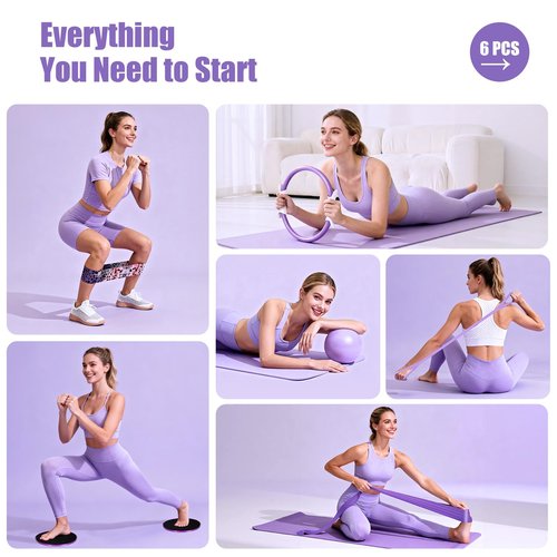 LZCDUDU Pilates Kit for Women, 14.5 in. Pilates Ring with Sliding Discs & Leopard Band, Complete Home Pilates Kit for Beginners, Versatile Pilates Equipment for Strength and Flexibility