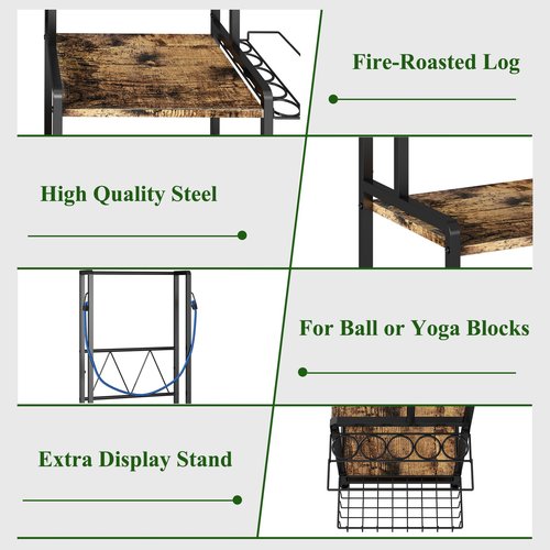 GILLAS Golf Bag Garage Storage Rack, Organizer for Single Golf Bag and Equipment Accessories, Ideal for Home, Garage, Club, Shed, Basement - Sturdy Wood and Metal Construction (Black)