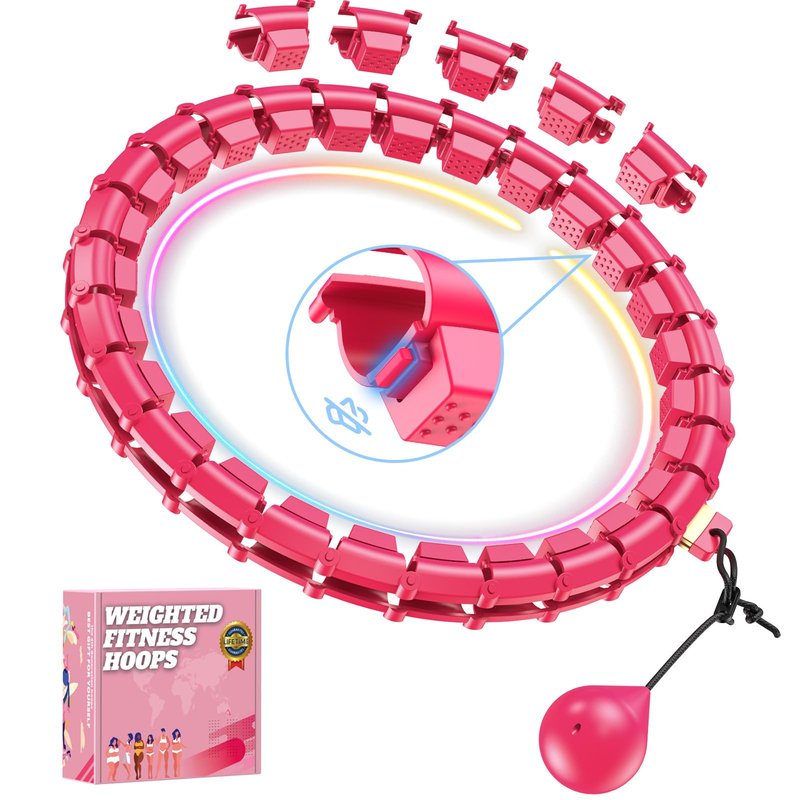 Fit Hoop Weighted Hula Pilates Circles, 32 Detachable Parts & 65-Inch Plus-Size Fit, Weight Loss Fitness Gear, Quiet Home Workout Tool for Waist Training & Gifts for Adult Women