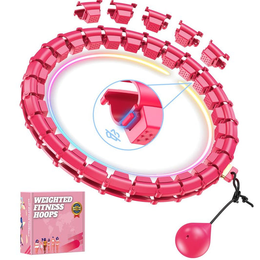 Fit Hoop Weighted Hula Pilates Circles, 32 Detachable Parts & 65-Inch Plus-Size Fit, Weight Loss Fitness Gear, Quiet Home Workout Tool for Waist Training & Gifts for Adult Women