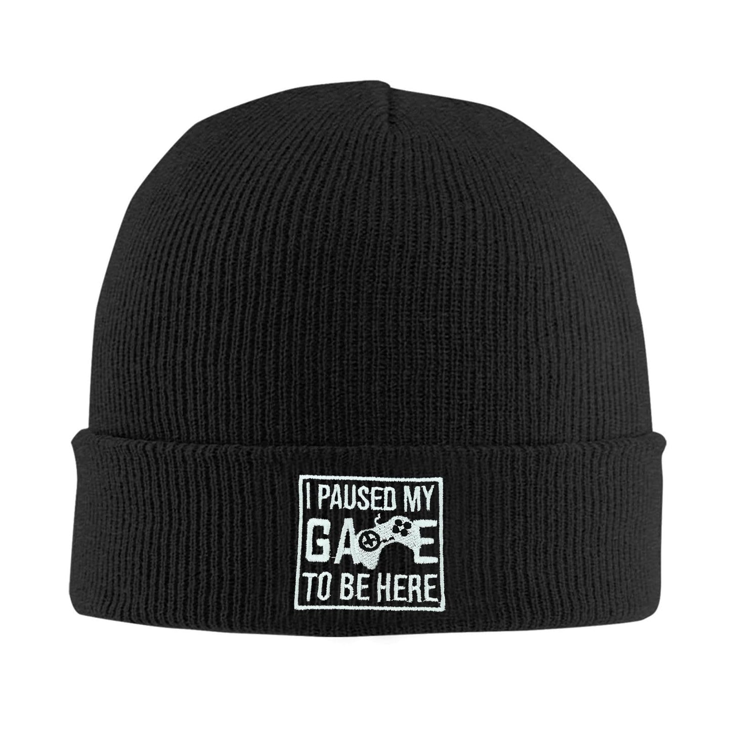 famliihw Video Game Controller Embroidery Beanie Hat Winter Warm Knit Cuffed Skull Cap for Women Men