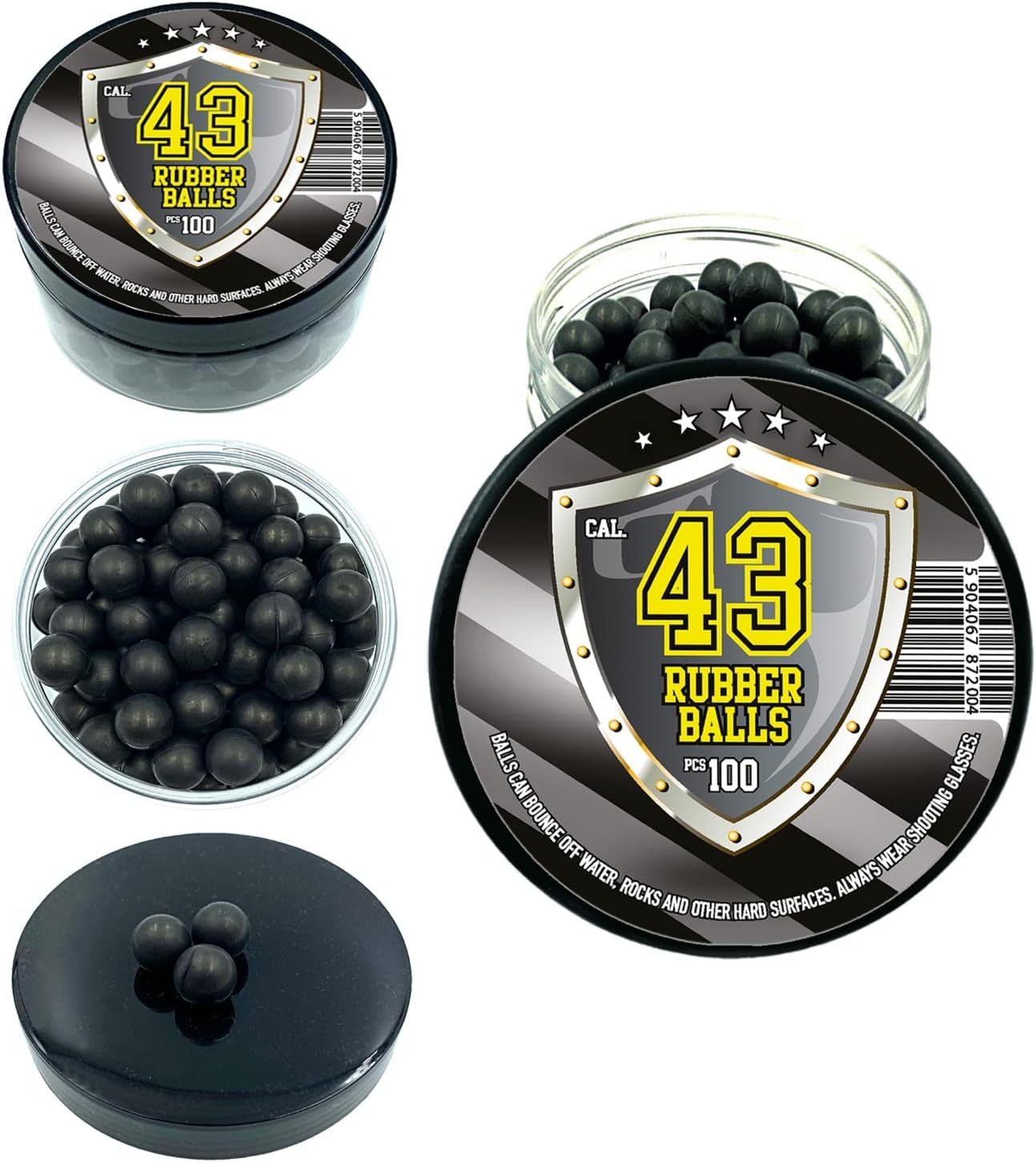 Skiennix .43 Caliber Hard Rubber Balls - 100 Reusable Paintballs for Home Defense & Training