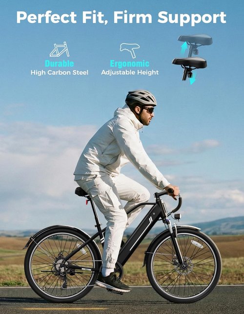 Jasion 26" Electric Bike - 1200W Peak Motor, Removable Battery, 3 Modes, 50 Miles Range, City Commuter