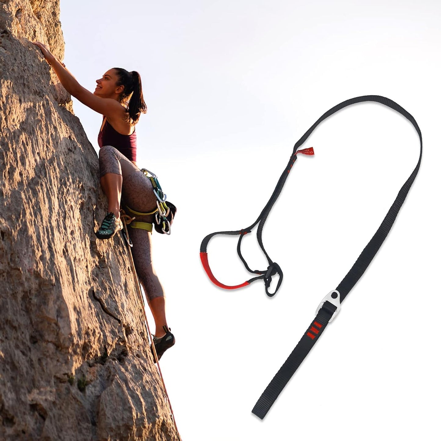 Climbing Ascender Adjustable Sling Foot Loop Ascender Webbing Sling Outdoor Mountaineering Rock Climbing Expedition Caving Aerial Work