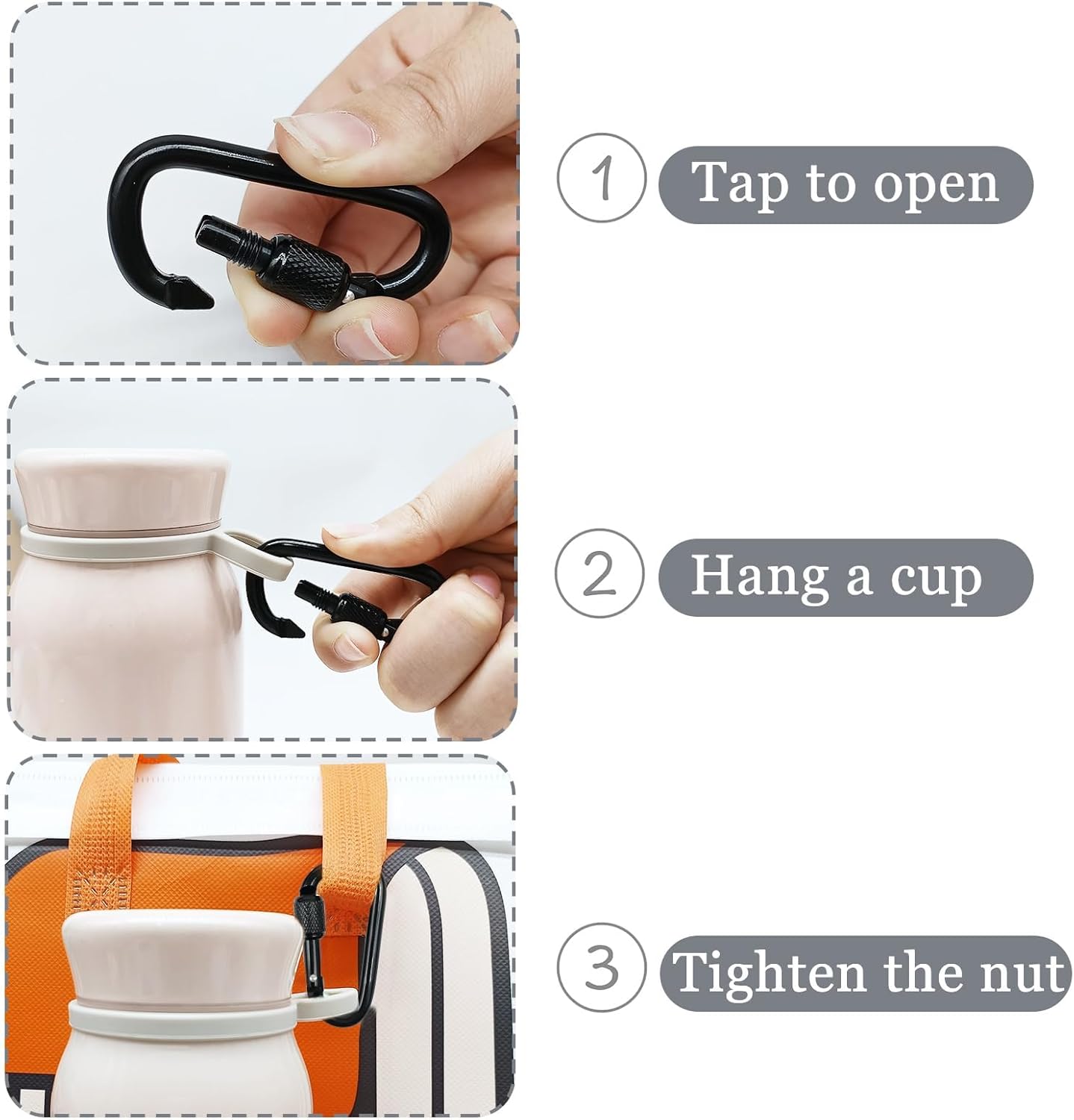 YUCHIYA D-Shape Carabiner Clips - 8 Pack Mini Keychain Buckles | 2.2 Inch Aluminum Alloy for Outdoor Use