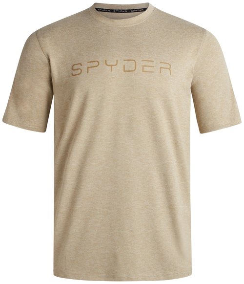 Spyder Mens T Shirt - Athletic Performance Short Sleeve Running Workout Tee - Moisture Wicking Crewneck Shirts for Men, Size Large, Stone