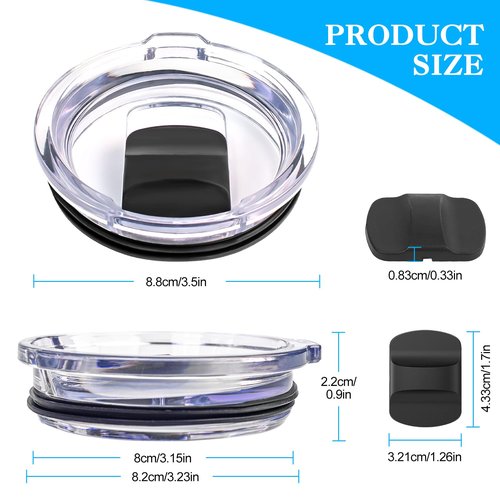 2 Pack 20 Oz Replacement Tumbler Lids and 2 Magnetic Sliders for Yeti Lid, Compatible with YETI Rambler