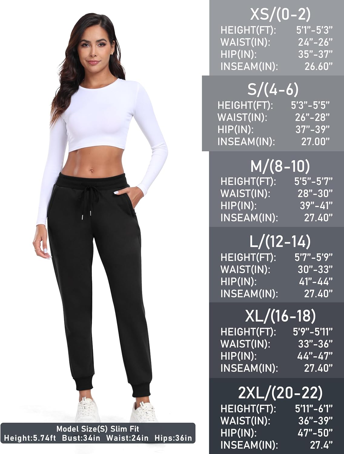 MoFiz Women's Fleece Lined Joggers - Thermal Water Resistant Sweatpants for Winter Workouts | Black, Size L