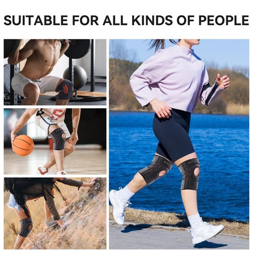 BIHEVN Knee Brace for Meniscus Tear, Arthritis, ACL & Knee Pain, Adjustable Support with Dual Side Stabilizers for Injury Recovery Black Size M (13.8-21")