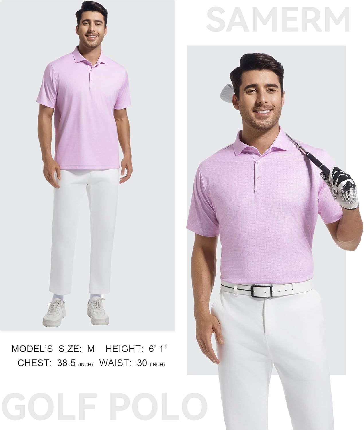 SAMERM Men's Golf Shirts - Short Sleeve Moisture-Wicking Performance Polo | Casual Print Design
