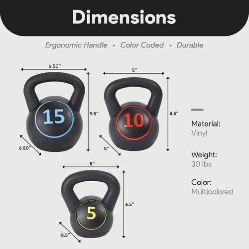BalanceFrom Kettlebell Sets - 3 or 4 Piece Strength Training Weights | 30lbs, 45lbs, 50lbs, 75lbs Options