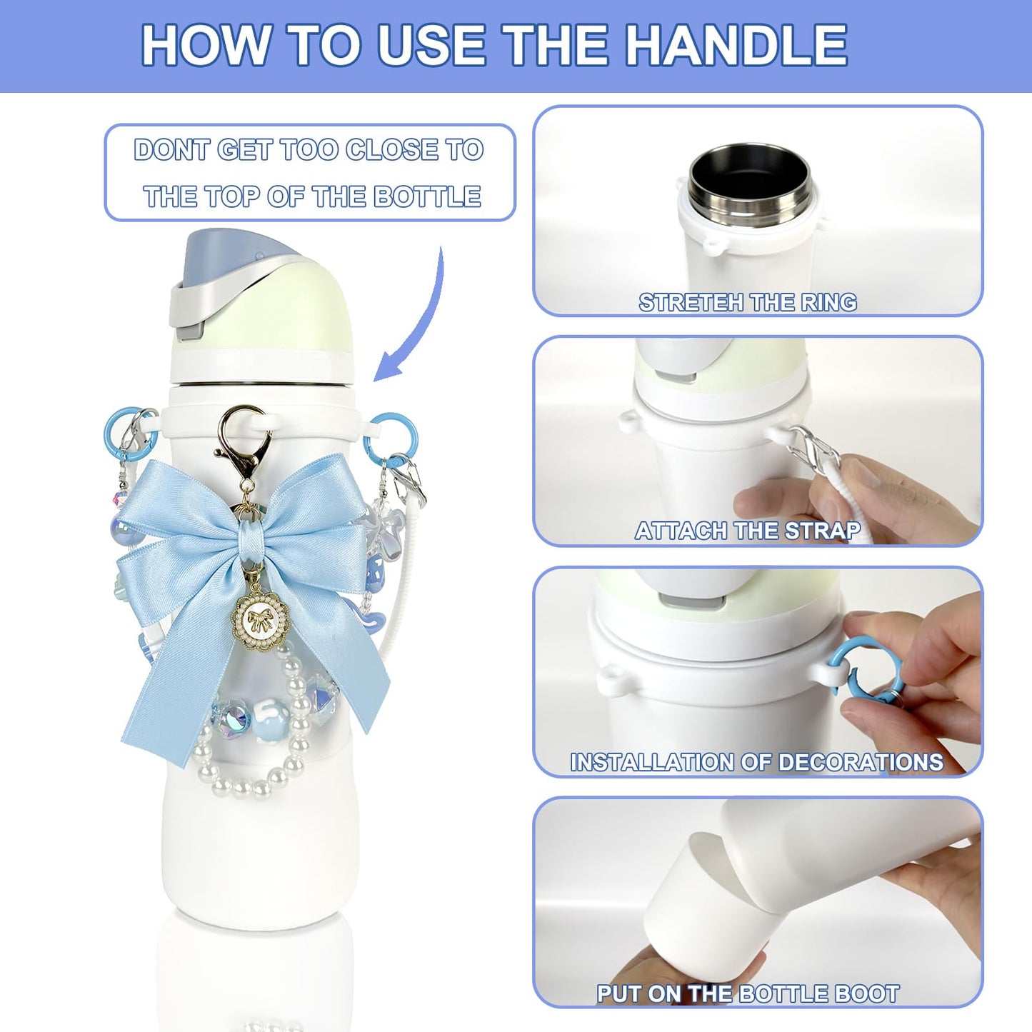 Silicone Boot Set for Owala Water Bottle 24 oz,Water Bottle Handle Strap for Owala Accessories, water bottle boot,Charms,Rubber Bottoms,Decorative