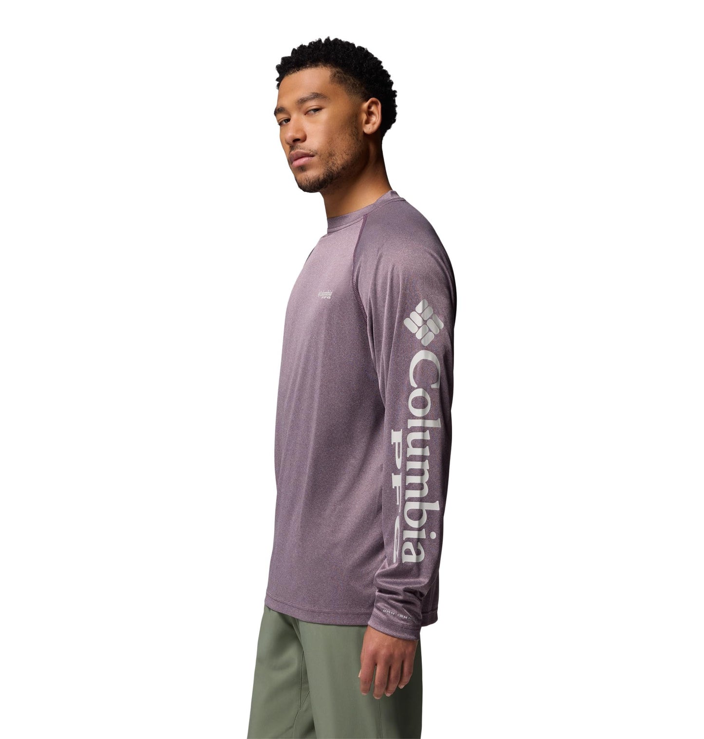 Columbia Men's PFG Terminal Tackle Long Sleeve Fishing Shirt, Dusty Purple Heather/Cool Grey Logo, 5X