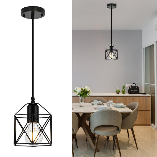 1-Light Hanging Pendant Light Fixture, Black Pendant Lights Kitchen Island, Farmhouse Pendant Lighting with Bedroom Dining Room, E26 Base, Bulbs Not Included