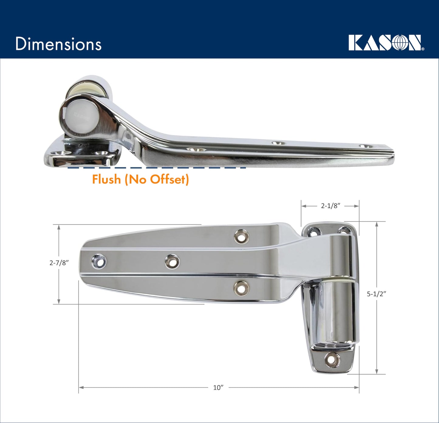 Kason 1245 Reversible Cam-Rise Hinge, 1-1/2 Inch Offset, Brushed Chrome Finish, 11245000124