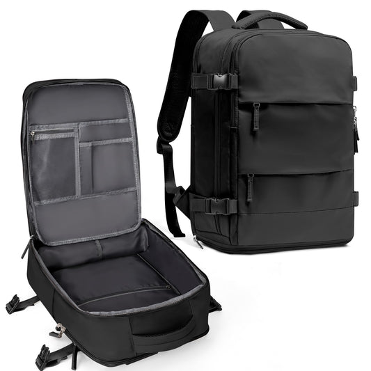 coowoz Travel Backpack For Women Men,Carry On Backpack,Hiking Backpack Waterproof Outdoor Sports Rucksack Casual Daypack Travel Essentials(Black) 25L