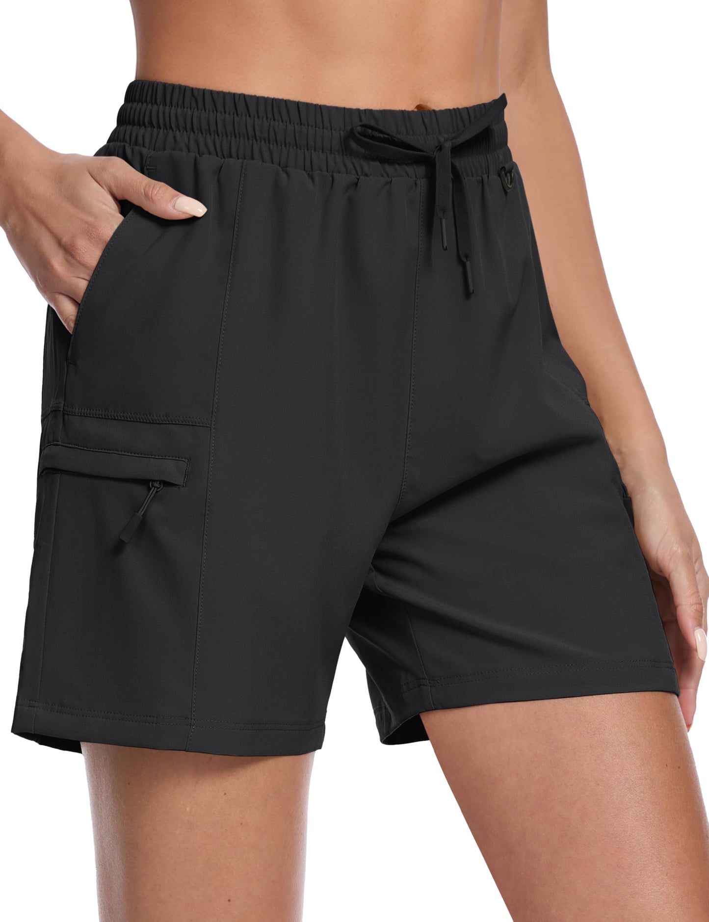 TACVASEN Women's Hiking Cargo Shorts 5" Quick Dry with Zipper Pockets