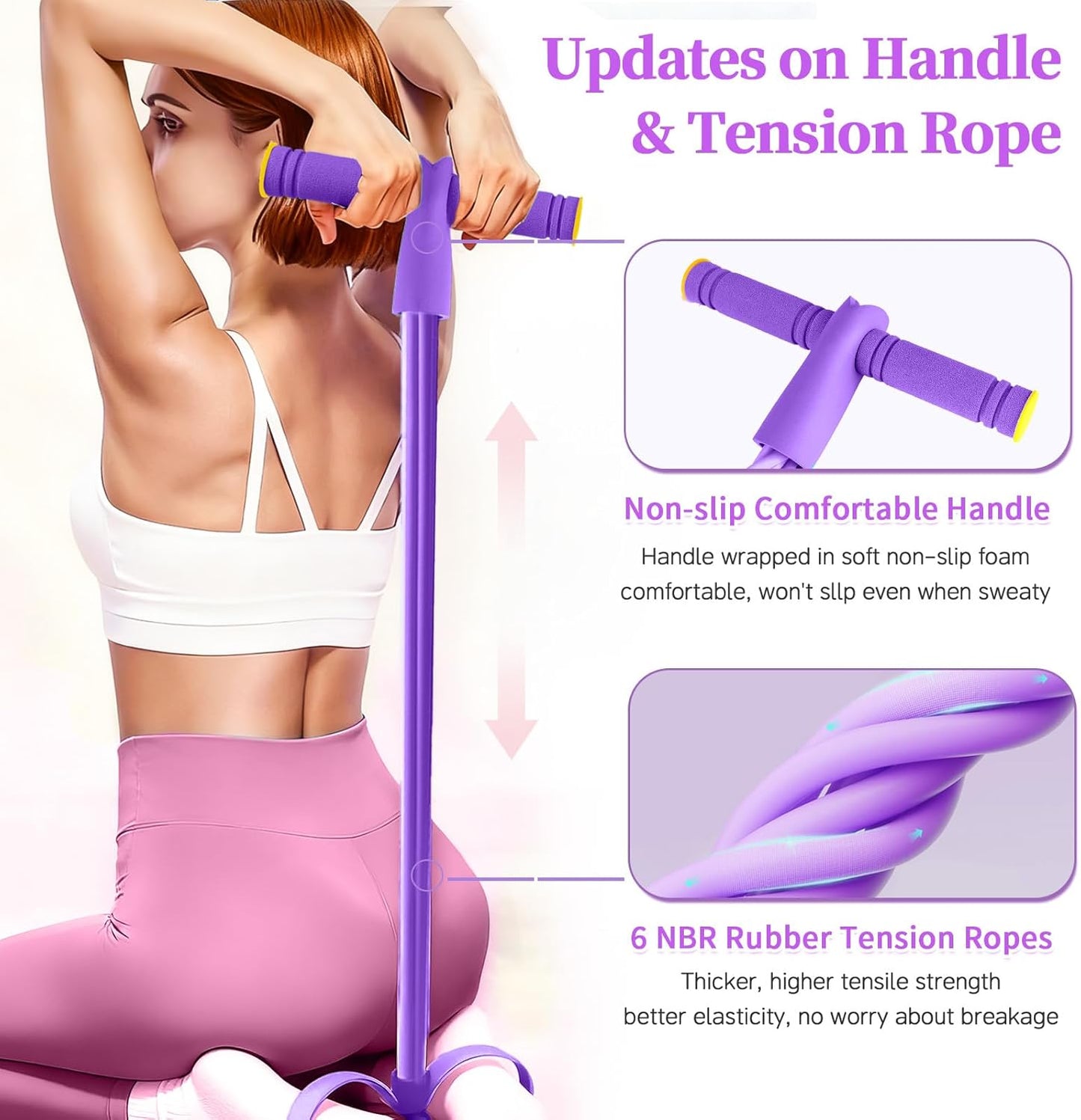 Skiennix Pedal Resistance Bands - Durable 6-Tube Fitness Bands for Abdomen, Waist, Arms & Legs